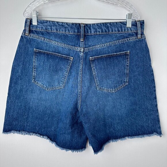 Boden Womens Button Fly Denim Shorts Raw Hem Size 12 Medium Wash Blue NWT - Picture 2 of 12